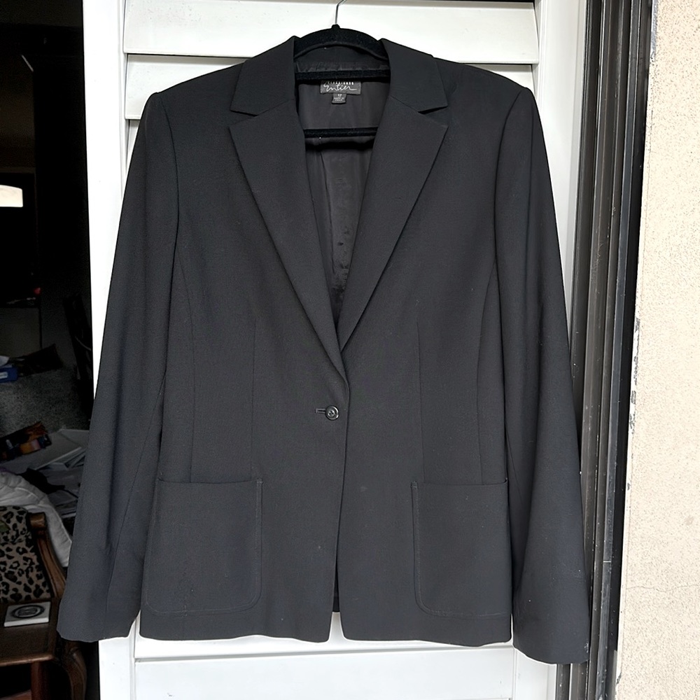 Classifies Entier Black Wool Blazer Size 12